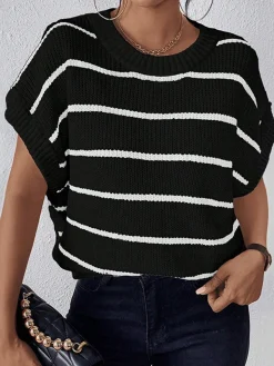 Contrast Trim Stripe Sweater Vest