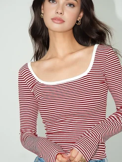 Contrast Trim Striped Jersey T-Shirt