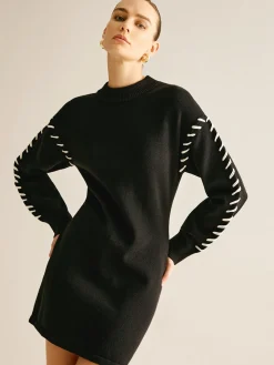 Contrast Trim Sweater Short Dress