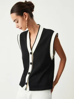 Contrast Trim Sweater Vest