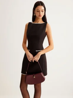 Contrast Trim Zipper Tank Short Dress