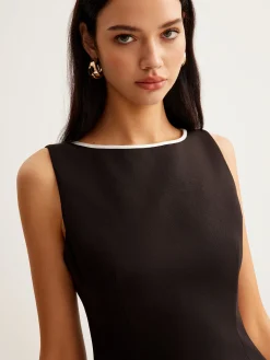 Contrast Trim Zipper Tank Short Dress