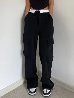 Contrast Waistband Cargo Sweatpants