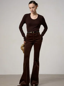 Corduroy Bootcut Pants Without Belt
