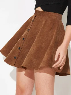 Corduroy Pleated Mini Skirt