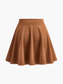 Corduroy Pleated Mini Skirt