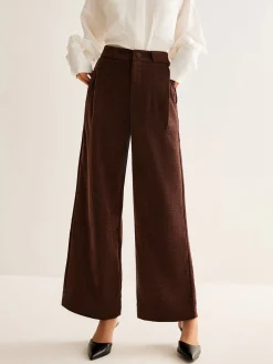 Corduroy Wide-Leg Pants Without Belt