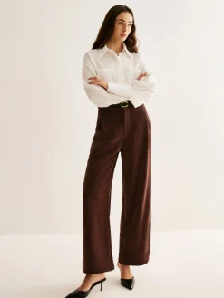Corduroy Wide-Leg Pants Without Belt