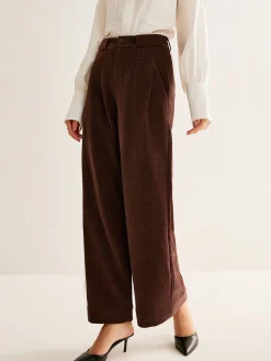 Corduroy Wide-Leg Pants Without Belt