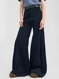 Corduroy Wide-Leg Pants Without Belt