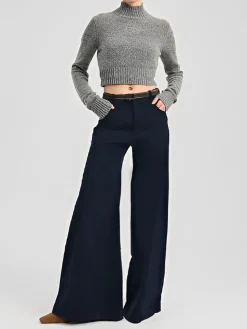 Corduroy Wide-Leg Pants Without Belt