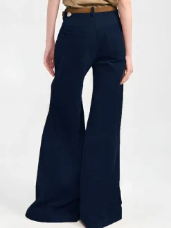Corduroy Wide-Leg Pants Without Belt