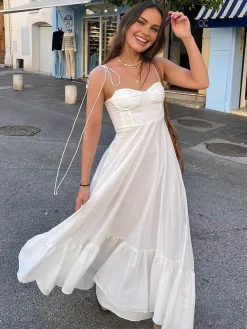 Corset Detail Spaghetti Strap Knotted Long Dress