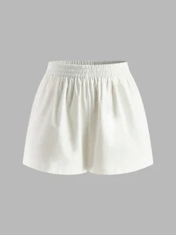 Cotton & Linen Backless Halter Top With Shorts Set