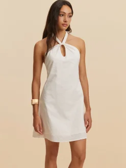 Cotton & Linen Backless Halter Dress