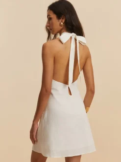 Cotton & Linen Backless Halter Dress