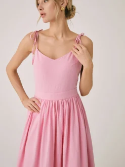 Cotton & Linen Backless Long Dress