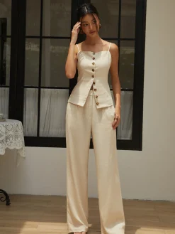 Cotton & Linen Button Cami Top
