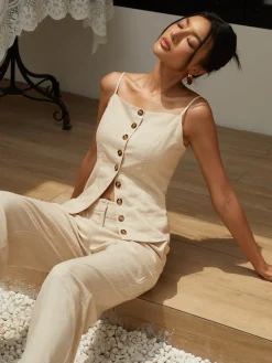 Cotton & Linen Button Cami Top