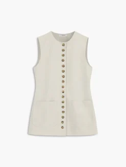 Cotton & Linen Button-Front Vest
