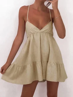 Cotton & Linen Cami Short Dress