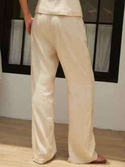 Cotton & Linen Cami Top with Straight Leg Pants Set