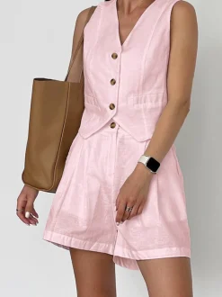 Cotton & Linen Casual Tailored Shorts Set