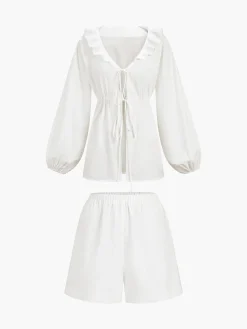 Cotton & Linen Cowgirl Melody Two Piece Shorts Set