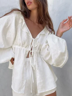 Cotton & Linen Cowgirl Melody Two Piece Shorts Set