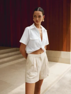 Cotton & Linen Cropped Shirt