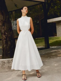 Cotton & Linen Elegant Cutout Long Dress