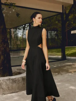 Cotton & Linen Elegant Cutout Long Dress