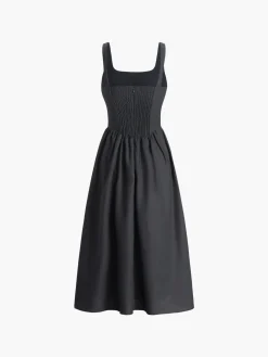 Cotton & Linen Knotted Cami Midi Dress