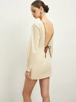 Cotton & Linen Lace Up Dress Without Belt