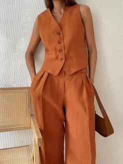 Cotton & Linen Pants Set