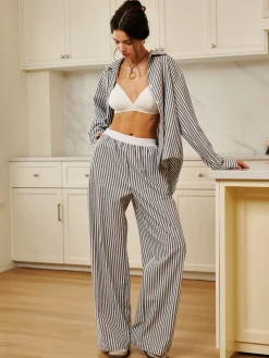 Cotton & Linen Pinstripe Loose Shirt