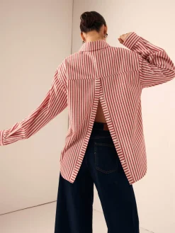 Cotton & Linen Pinstripe Loose Shirt