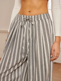 Cotton & Linen Pinstripe Drawstring Pants