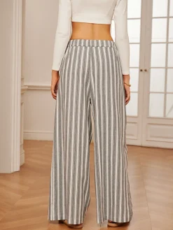 Cotton & Linen Pinstripe Drawstring Pants