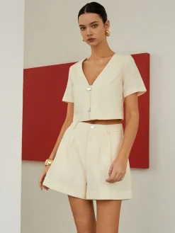 Cotton & Linen Pockets Shorts Set