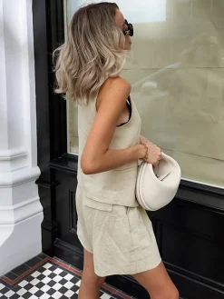 Cotton & Linen Pockets Shorts Set