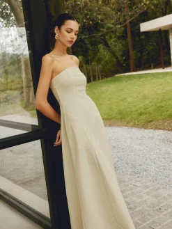 Cotton & Linen Shirred Pocket Long Dress