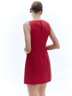 Cotton & Linen Slim Sleeveless Solid Dress