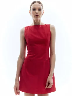 Cotton & Linen Slim Sleeveless Solid Dress