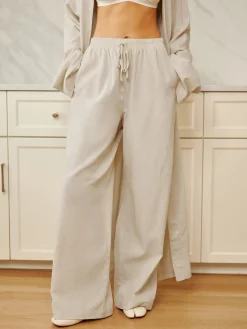Cotton & Linen Solid Drawstring Pants