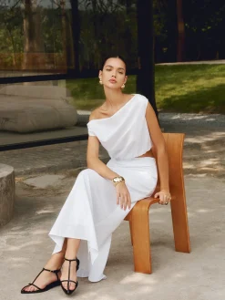 Cotton & Linen Solid Maxi Skirt