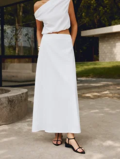 Cotton & Linen Solid Maxi Skirt