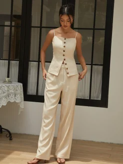 Cotton & Linen Straight Leg Pants