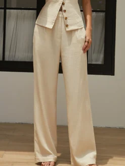 Cotton & Linen Straight Leg Pants