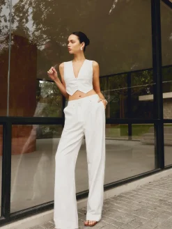 Cotton & Linen Straight Leg Pants